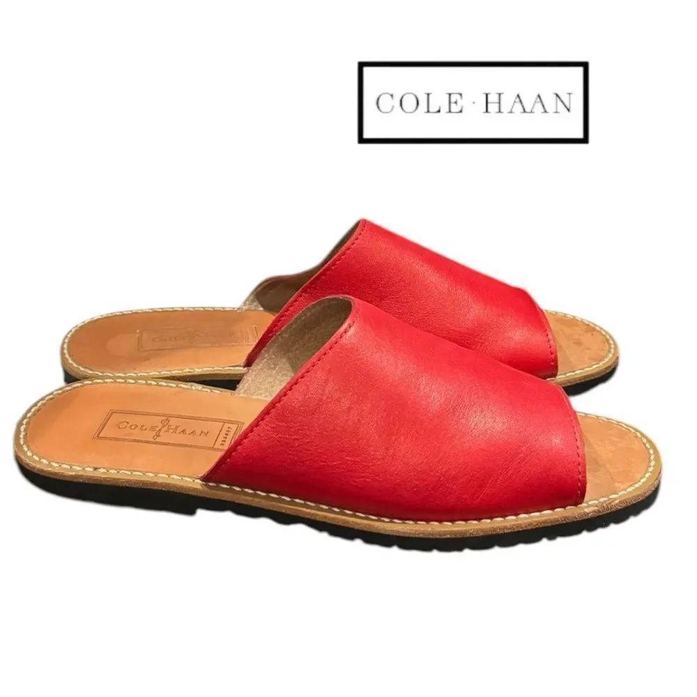 Cole Haan Women's Resort Red Leather Slide Sandals 9.5